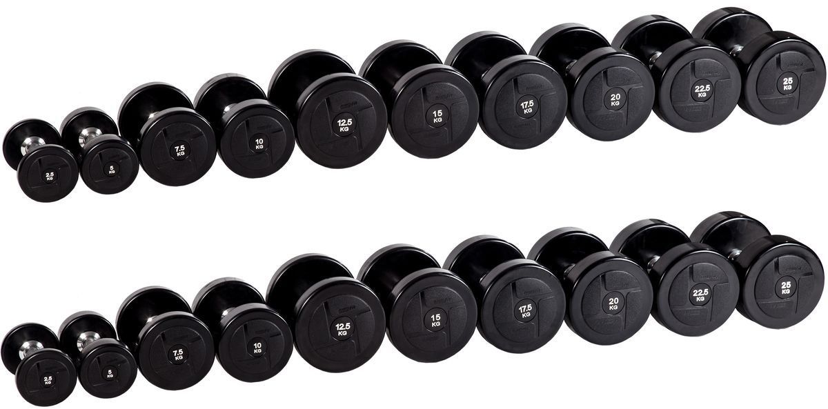 Гантельный ряд PROFI-FIT POWER 2,5 кг - 25 кг (10 пар), шаг 2,5 кг Гантельный ряд PROFI-FIT POWER 2,5 кг - 25 кг (10 пар), шаг 2,5 кг