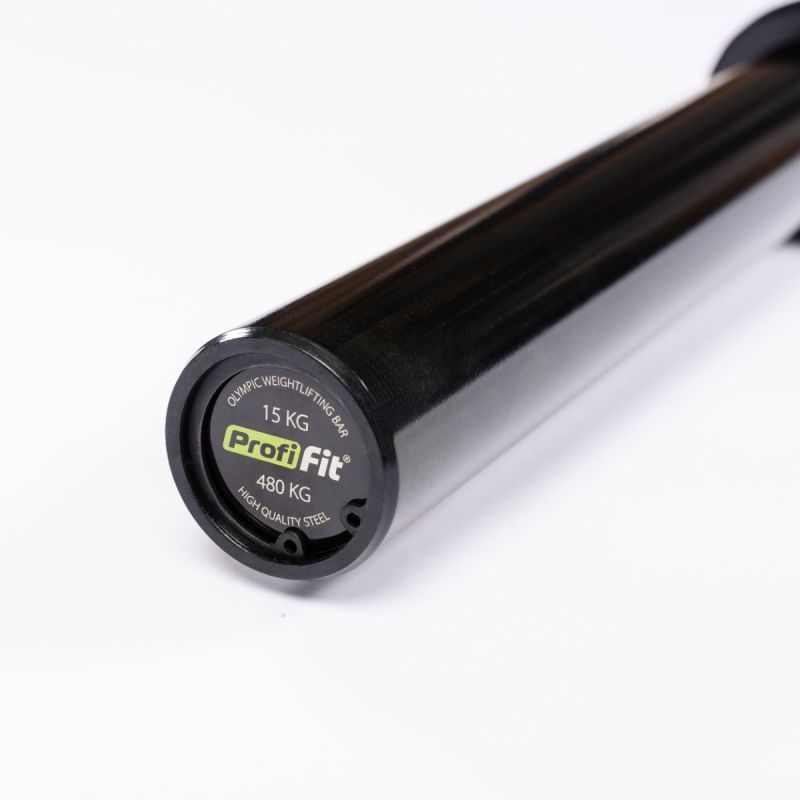 Гриф для штанги олимпийский женский 2010 мм (черный, до 480 кг, замки-пружины) D50 мм PROFI-FIT