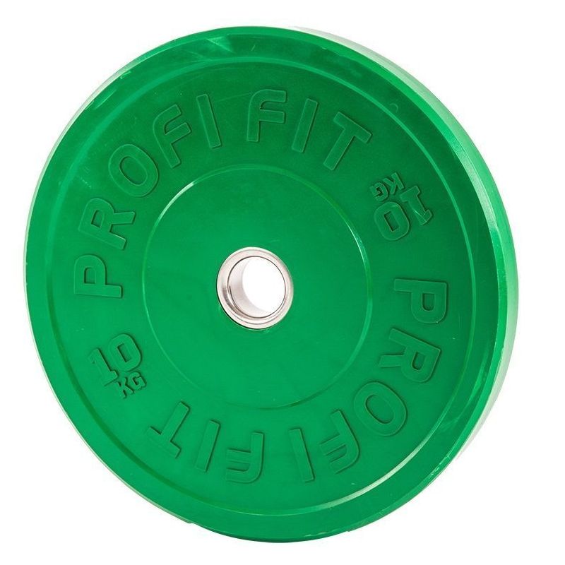 Диск для штанги каучуковый, зеленый, PROFI-FIT D-51, 10 кг