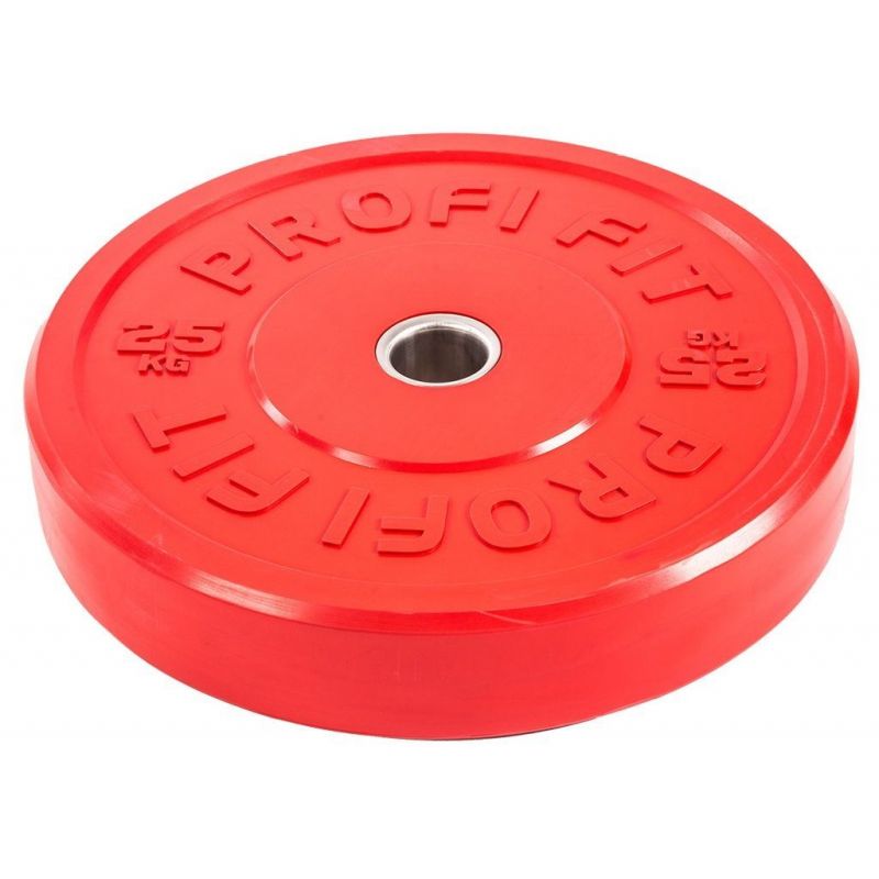 Диск для штанги каучуковый, красный, PROFI-FIT D-51, 25 кг