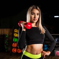 Гантель в виниловой оболочке, шестигранник PROFI-FIT 4 кг, красная