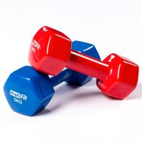 Гантель в виниловой оболочке, шестигранник PROFI-FIT 5 кг, синяя