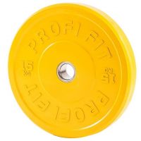 Диск для штанги каучуковый, желтый, PROFI-FIT D-51, 15 кг