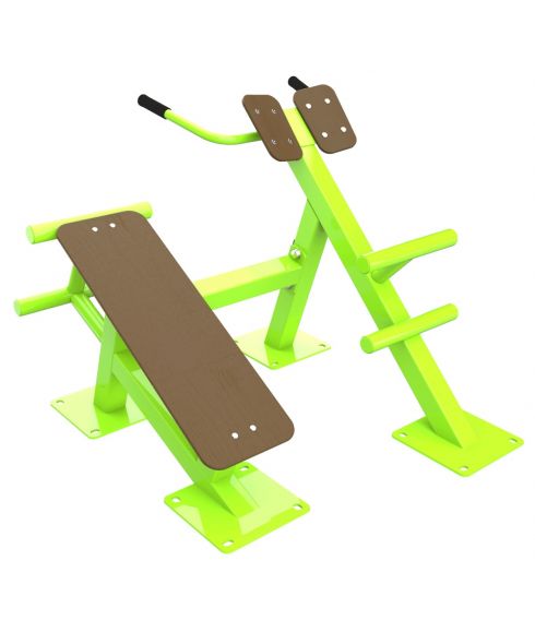 F-1709 Уличный тренажер Скамья для пресса + гиперэкстензия ZAVODSPORTA