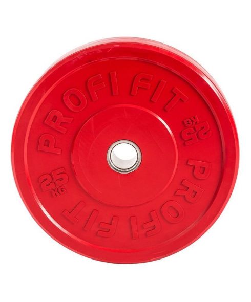 Диск для штанги каучуковый, красный, PROFI-FIT D-51, 25 кг