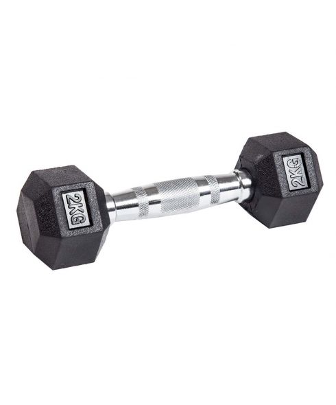 Гантель гексагональная обрезиненная PROFI-FIT 2 кг