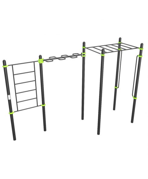 W323 Воркаут (шведская стенка, рукоход-змеевик и классический, перекладины вертикальные) ZAVODSPORTA