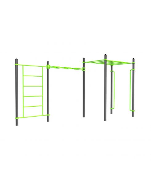 W323 Воркаут (шведская стенка, рукоход-змеевик и классический, перекладины вертикальные) ZAVODSPORTA